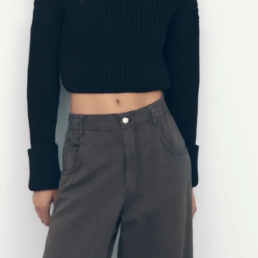 Zara Relaxed Fit Linen Blend Trousers